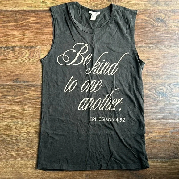" Be Kind to One Another " Black Tank Top | Tank Top with Bible Verse | - Picture 1 of 6